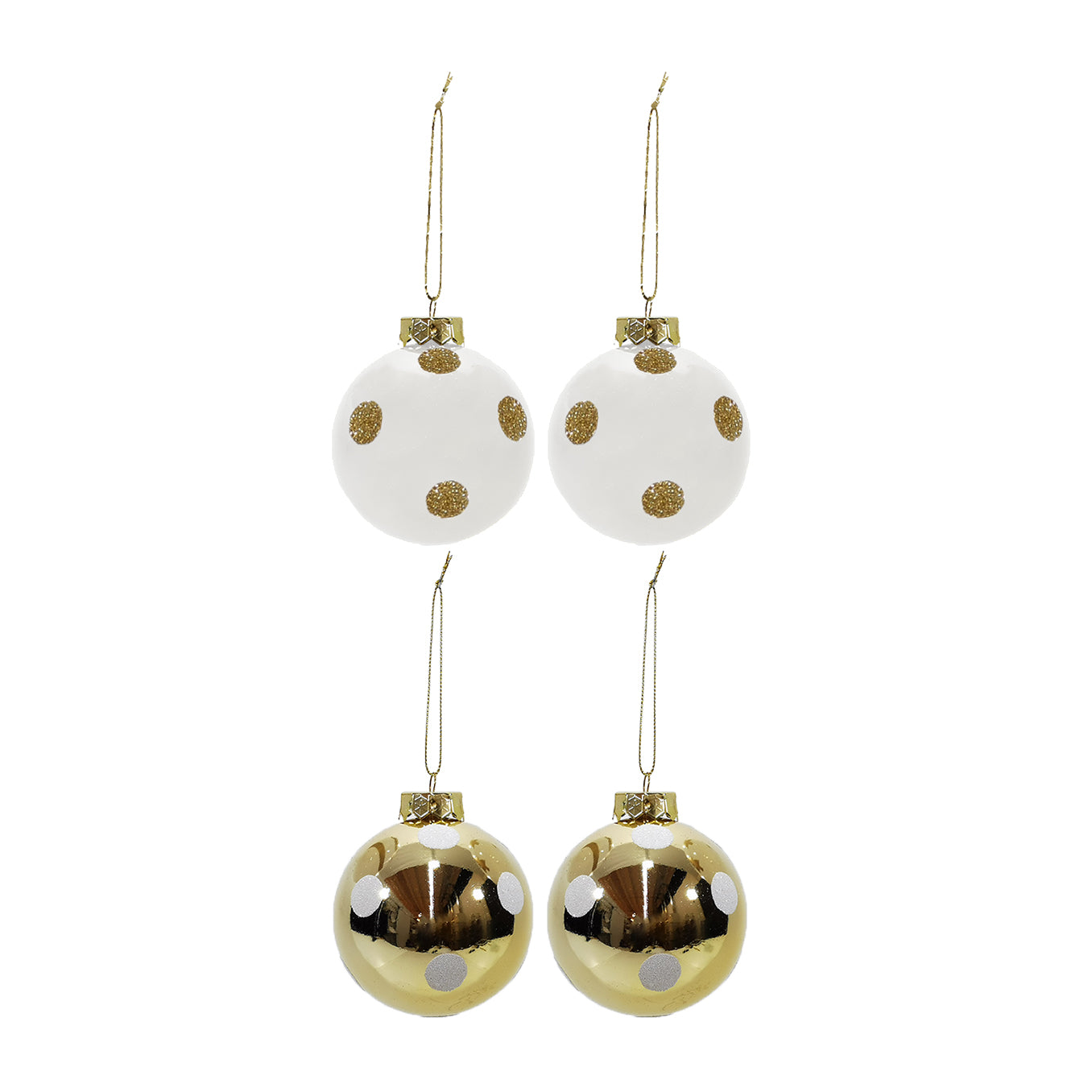 VESTIAMO CASA GRAN NATALE - Palle di Natale Bianco e Oro diametro 10 cm - set 4 pezzi